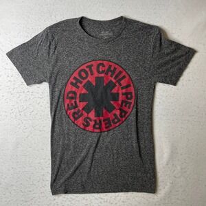 Red Hot Chili Peppers Graphic T-Shirt Mens Small Gray Logo Short Sleeve Band Tee